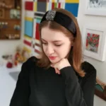 تل کریستال دوزی مشکی مخمل(با اسکرانچی سِت) - تصویر 6