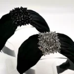 تل کریستال دوزی مشکی مخمل(با اسکرانچی سِت) - تصویر 8