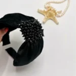 تل کریستال دوزی مشکی مخمل(با اسکرانچی سِت) - تصویر 2
