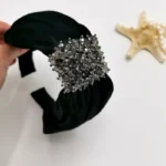تل کریستال دوزی مشکی مخمل(با اسکرانچی سِت) - تصویر 5