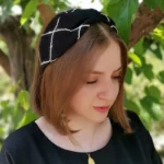 تل مجلسی سوزن دوزی هندی مشکی(با اسکرانچی سِت) - تصویر 2