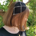 تل مجلسی سوزن دوزی هندی مشکی(با اسکرانچی سِت) - تصویر 3